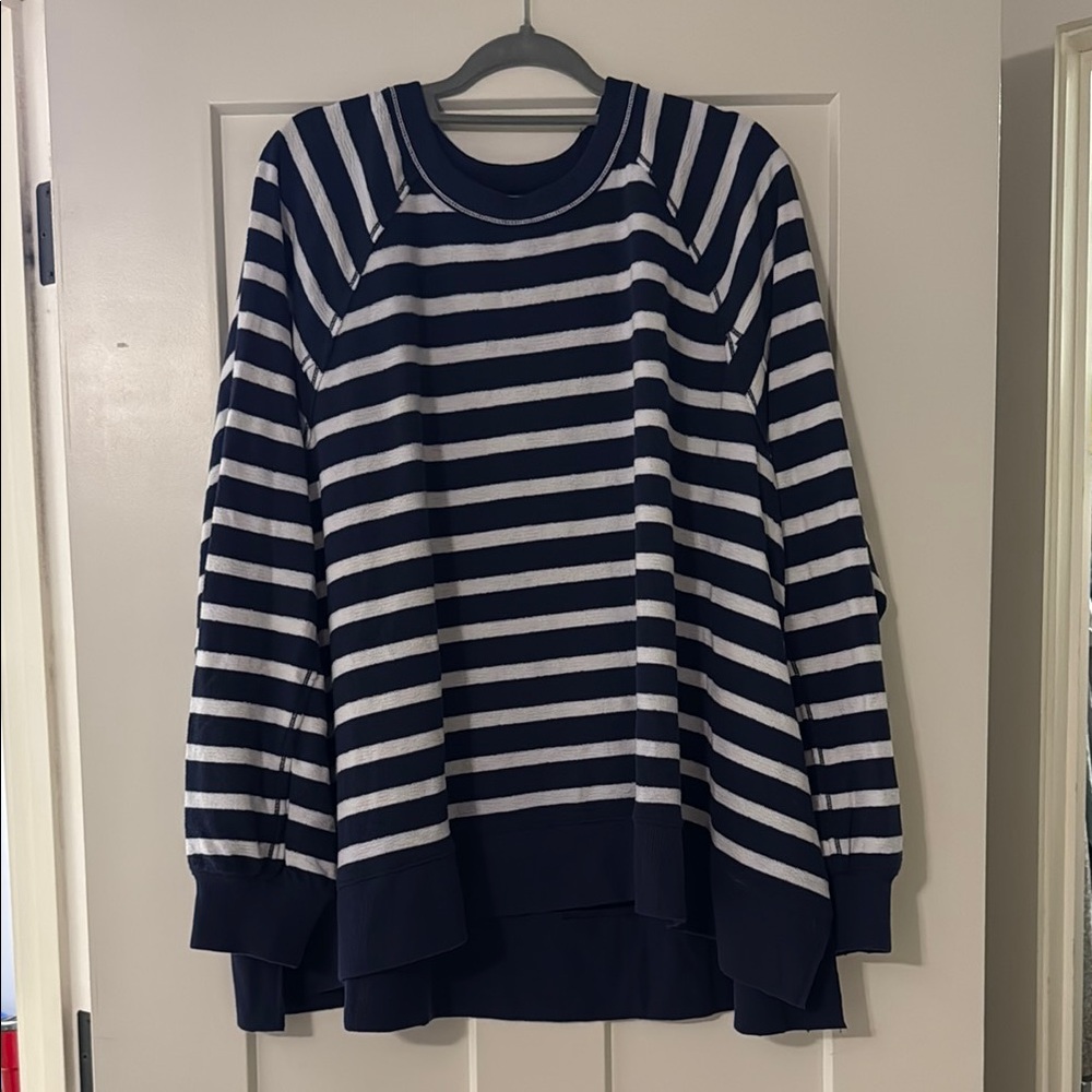 Aerie Navy and White Knit Cardigan